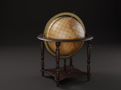 Vintage Floor Globe 3D-Modell