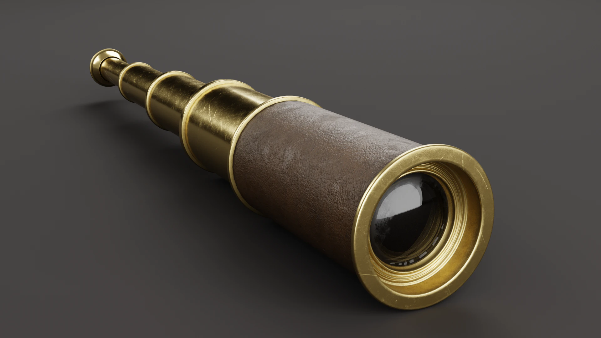Vintage Brass Spyglass 3D Model .c4d .max .obj .3ds .fbx .stl .blend 