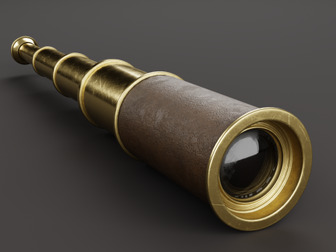 Vintage Brass Spyglass 3D Model