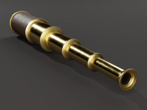 Vintage Brass Spyglass 3D Model