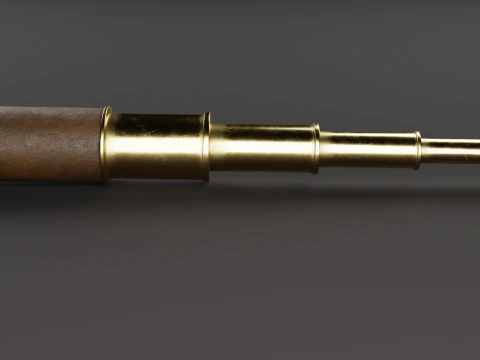 Vintage Brass Spyglass 3D Model