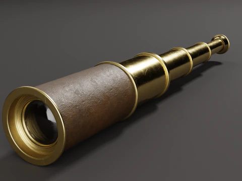 Vintage Brass Spyglass 3D Model