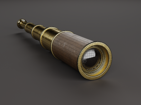 Vintage Brass Spyglass 3D 모델