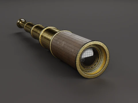 Vintage Brass Spyglass 3D Model