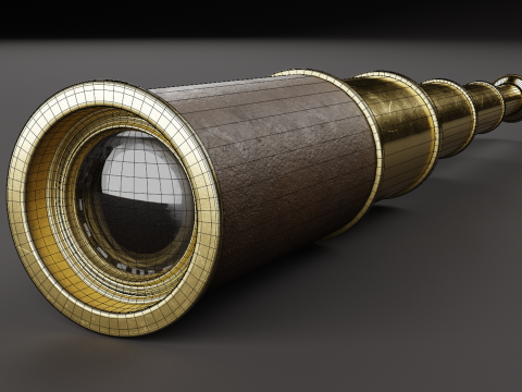 Vintage Brass Spyglass 3D 모델