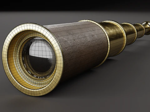 Vintage Brass Spyglass 3D Model