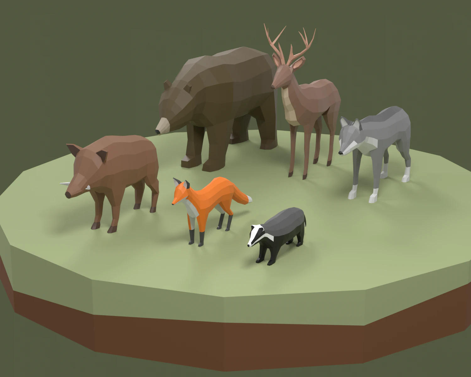 Lowpoly stylized Forest animals pack 3D Model .c4d .max .obj .3ds .fbx .stl .blend