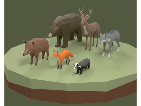 Lowpoly stylized Forest animals pack 3D Model