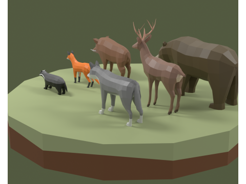 Lowpoly stylized Forest animals pack Modello 3D