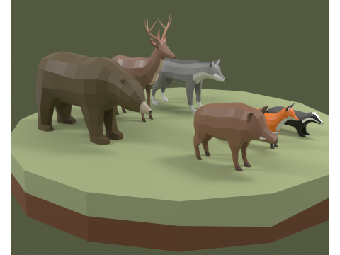 Lowpoly stylized Forest animals pack Modello 3D