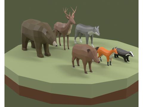 Lowpoly stylized Forest animals pack Modello 3D