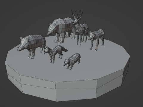 Lowpoly stylized Forest animals pack Modello 3D