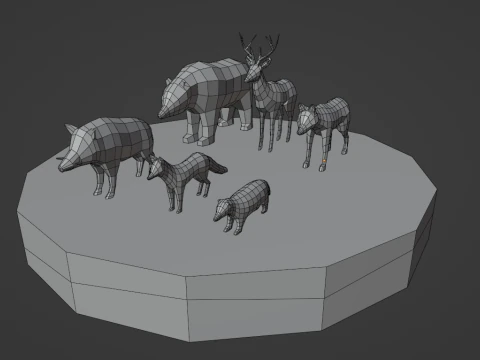 Lowpoly stylized Forest animals pack 3D Model
