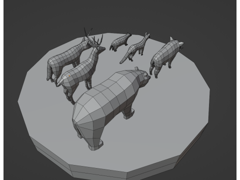 Lowpoly stylized Forest animals pack Modello 3D