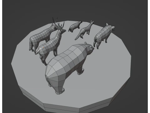 Lowpoly stylized Forest animals pack 3D Model