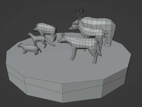 Lowpoly stylized Forest animals pack 3D Model