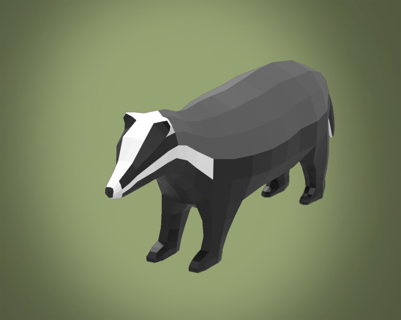 Stylized lowpoly BADGER 3Dモデル .c4d .max .obj .3ds .fbx .stl .blend 