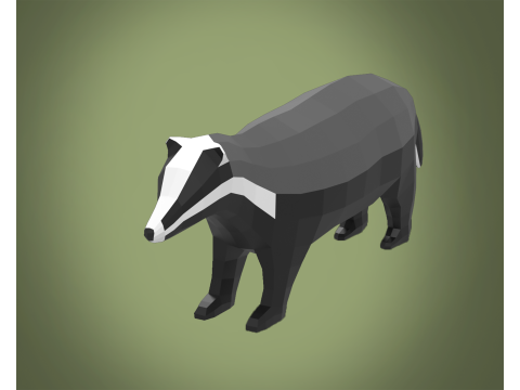 Stylized lowpoly BADGER 3D Model