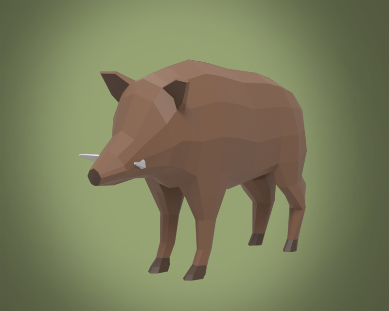 Stylized lowpoly BOAR 3D 模型 .c4d .max .obj .3ds .fbx .stl .blend 