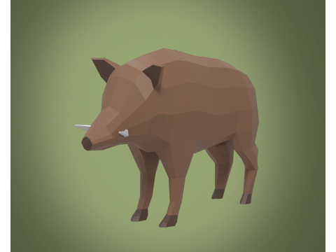 Stylized lowpoly BOAR 3D Model