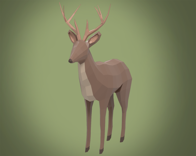 Stylized lowpoly DEER 3D Модель .c4d .max .obj .3ds .fbx .stl .blend
