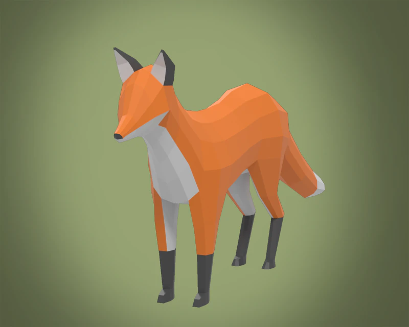 Стилизованный низкополигональный FOX 3D Модель .c4d .max .obj .3ds .fbx .stl .blend