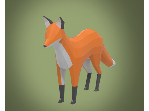 Stylized lowpoly FOX 3D मॉडल