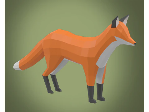 Стилизованный низкополигональный FOX 3D Модель