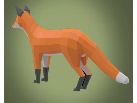 Стилизованный низкополигональный FOX 3D Модель