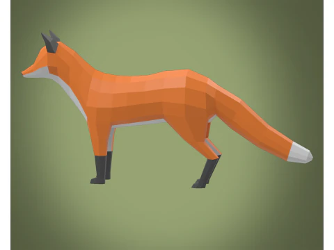 Стилизованный низкополигональный FOX 3D Модель