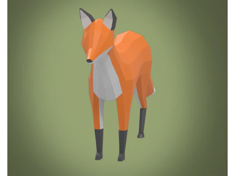 Стилизованный низкополигональный FOX 3D Модель