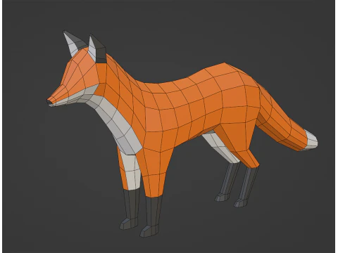 Стилизованный низкополигональный FOX 3D Модель