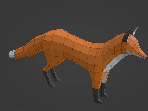 Стилизованный низкополигональный FOX 3D Модель