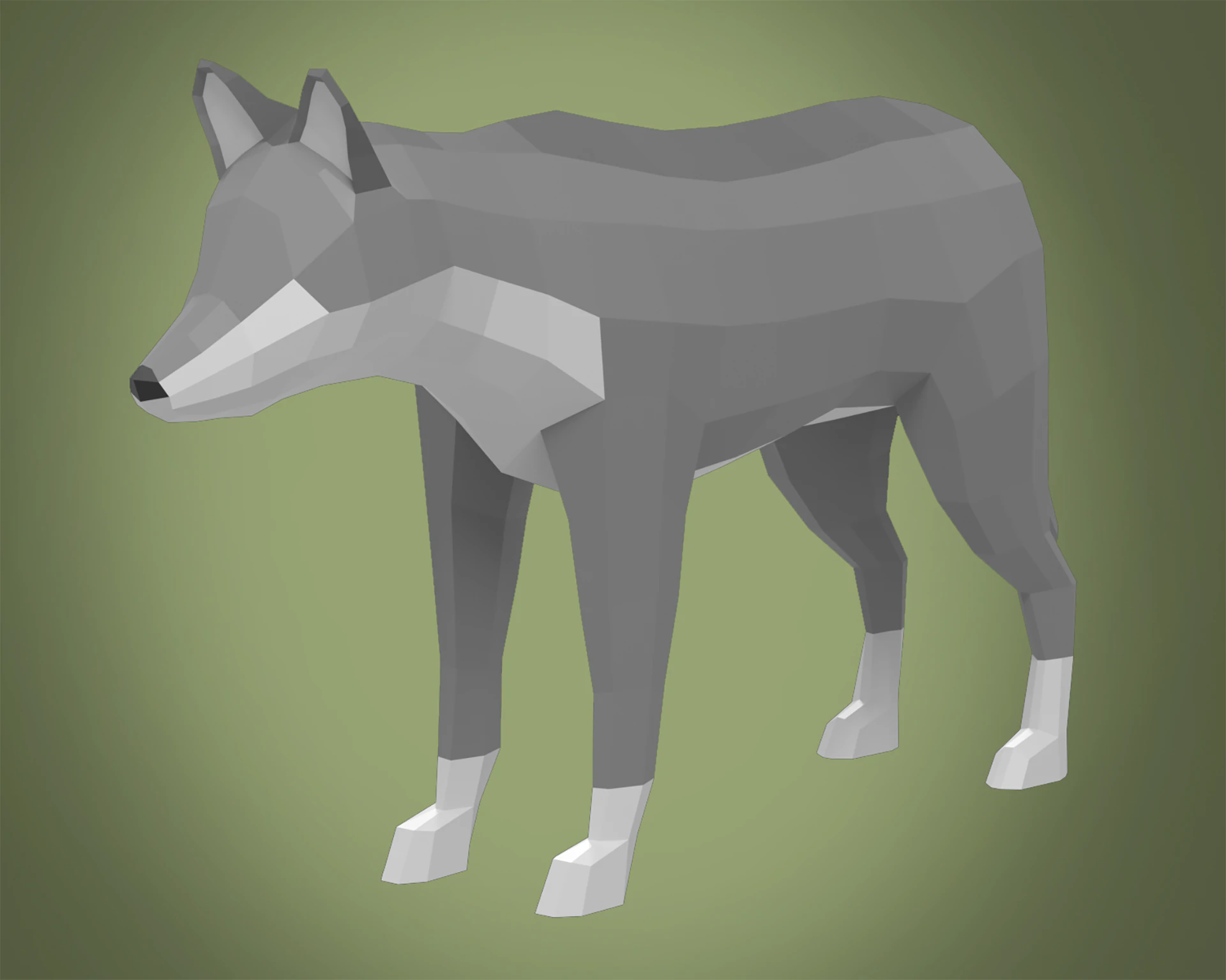 Стилізований lowpoly ВОВК 3D Модель .c4d .max .obj .3ds .fbx .stl .blend 