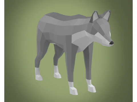 Стилізований lowpoly ВОВК 3D Модель