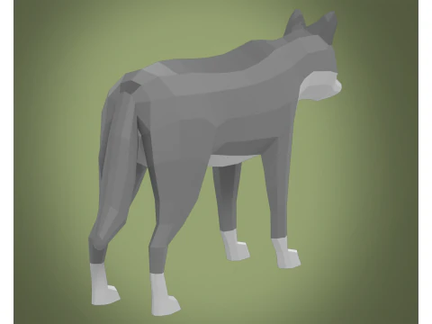 Стилізований lowpoly ВОВК 3D Модель