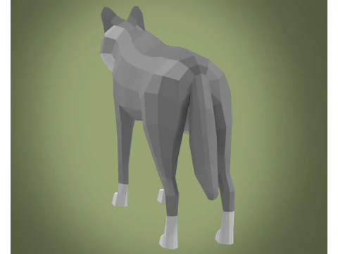 Стилізований lowpoly ВОВК 3D Модель