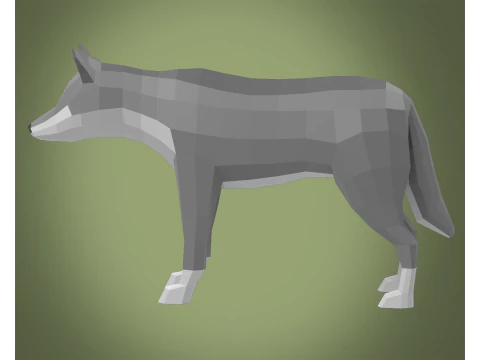 Стилізований lowpoly ВОВК 3D Модель