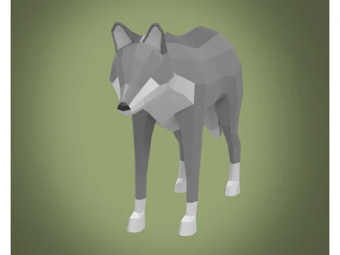 Стилізований lowpoly ВОВК 3D Модель