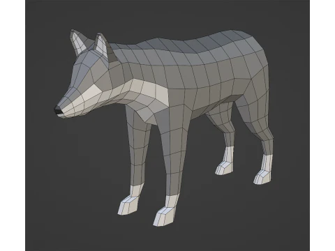 Стилізований lowpoly ВОВК 3D Модель