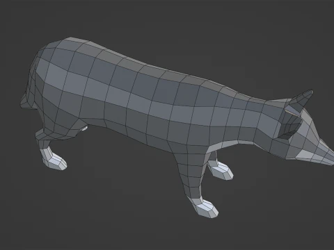 Стилізований lowpoly ВОВК 3D Модель