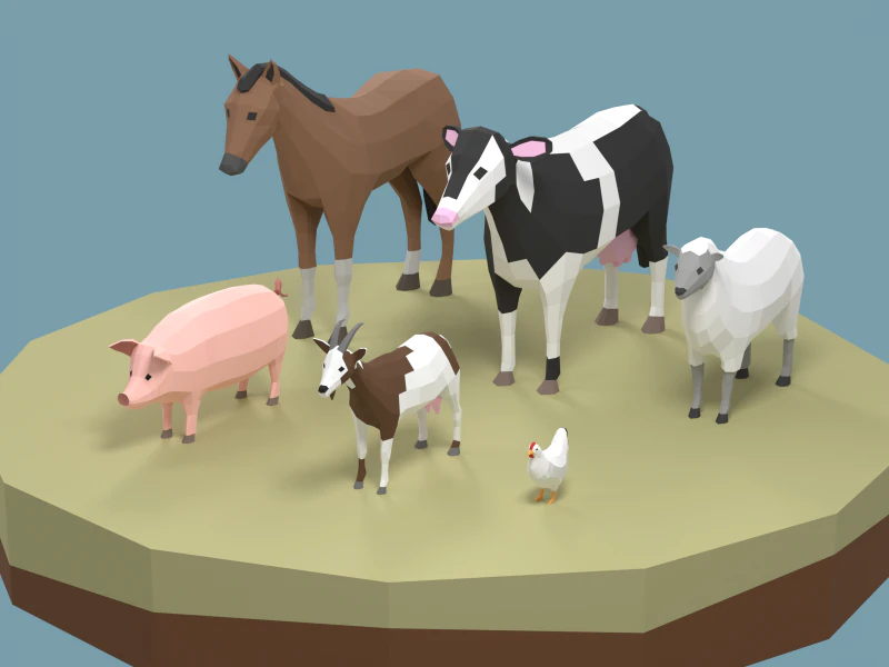 Confezione di animali domestici stilizzati lowpoly Modello 3D .c4d .max .obj .3ds .fbx .stl .blend 