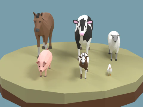 Confezione di animali domestici stilizzati lowpoly Modello 3D