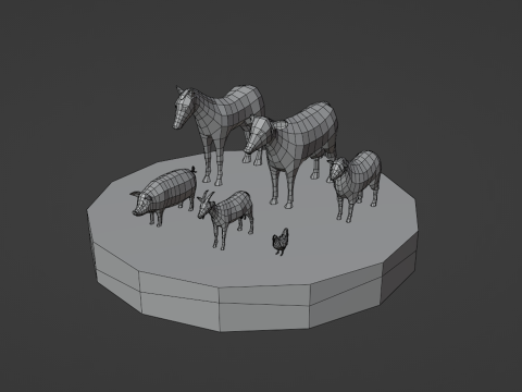 Lowpoly stylized DOMESTIC animals pack Modelo 3D