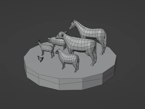 Confezione di animali domestici stilizzati lowpoly Modello 3D