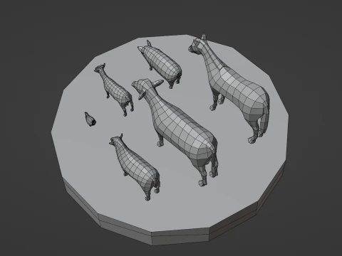 Confezione di animali domestici stilizzati lowpoly Modello 3D