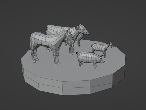 Lowpoly stylized DOMESTIC animals pack Modelo 3D