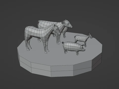 Confezione di animali domestici stilizzati lowpoly Modello 3D