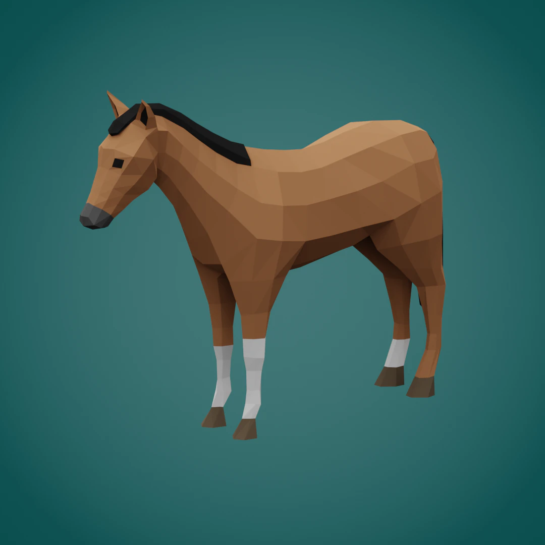 Stylized lowpoly HORSE 3D Model .c4d .max .obj .3ds .fbx .stl .blend 