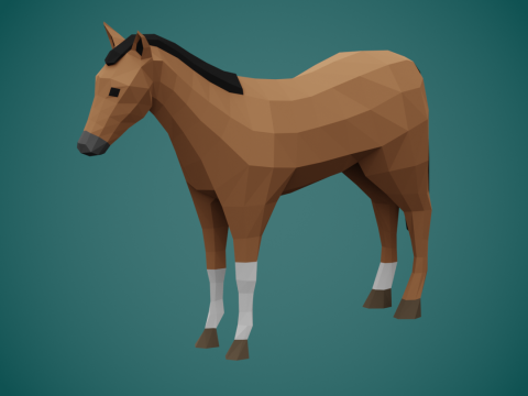 Stylized lowpoly HORSE Model 3D